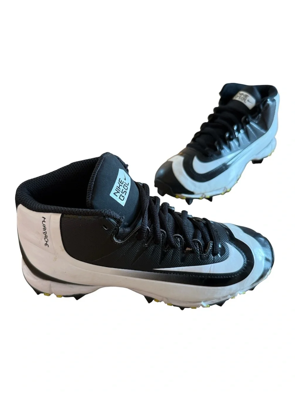 NIKE BASEBALL HUARACHE 2KFILTH KEYSTONE BOYS BASEBALL CLEATS BLACK WHITE SZ 4Y